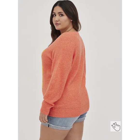 NWT TORRID Raglan Pullover Sweater - Coral Tiger - Picture 4 of 9